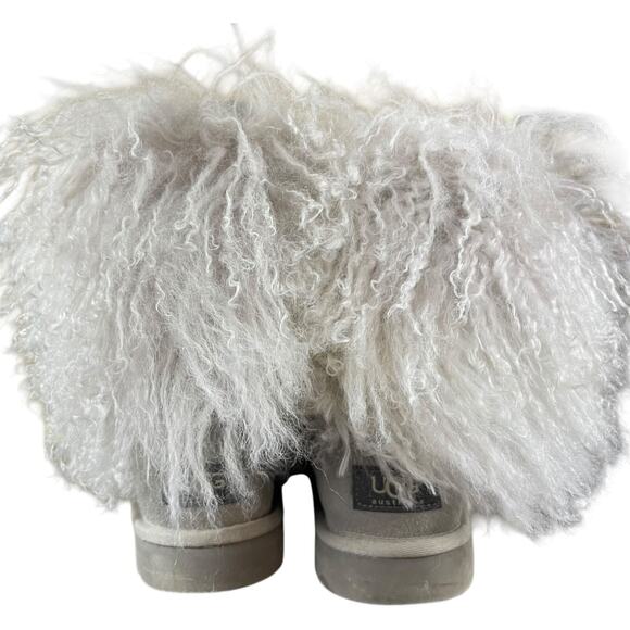 Ugg Womens Size 7 White Mongolian Sheepskin Fur Boots - Picture 9 of 14